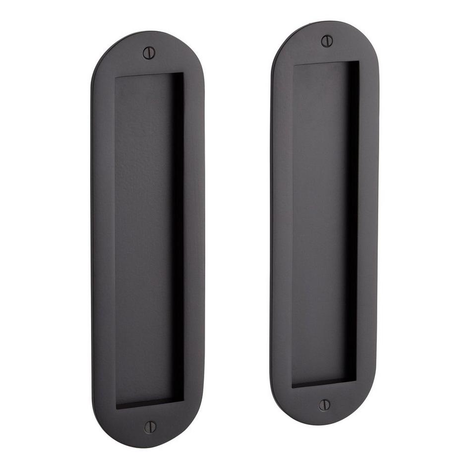 Rounded Pop-Out Brass Pocket Door Pull - Passage - Matte Black, , large image number 0