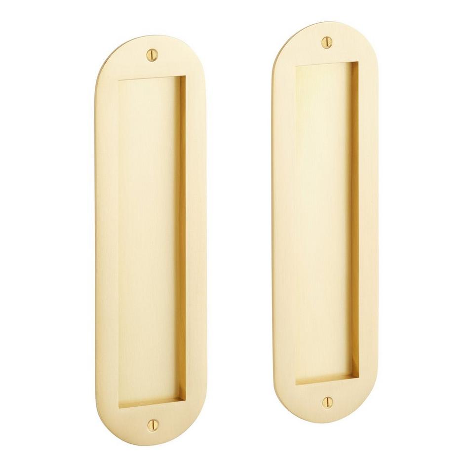 Rounded Pop-Out Brass Pocket Door Pull - Passage - Satin Brass, , large image number 0