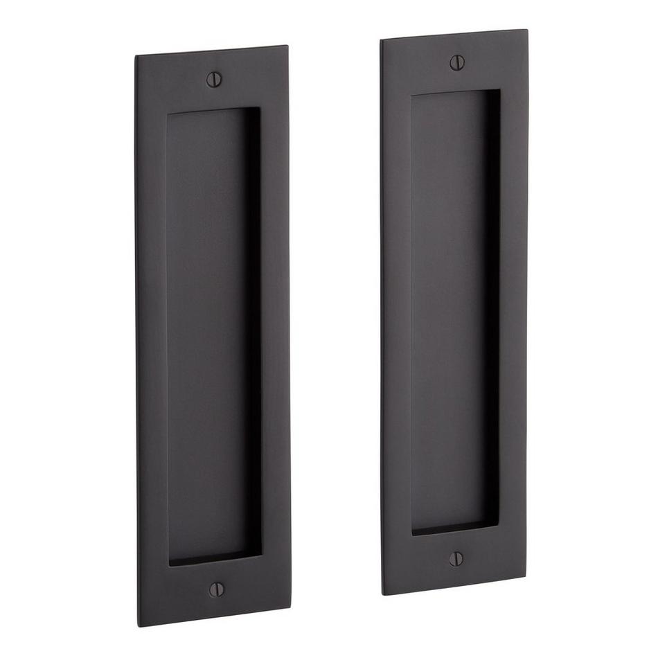 Elongated Pop-Out Brass Pocket Door Pull - Passage - Matte Black, , large image number 0