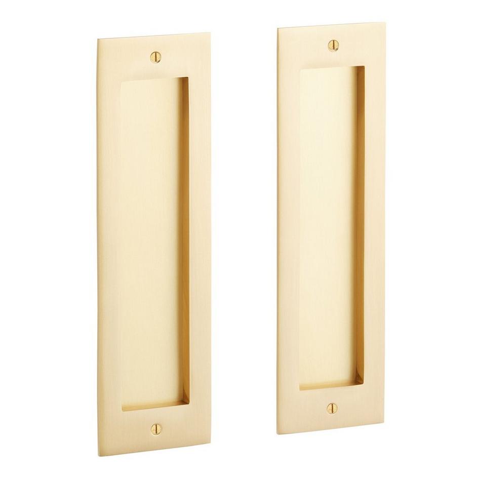 Elongated Pop-Out Brass Pocket Door Pull - Passage - Satin Brass, , large image number 0