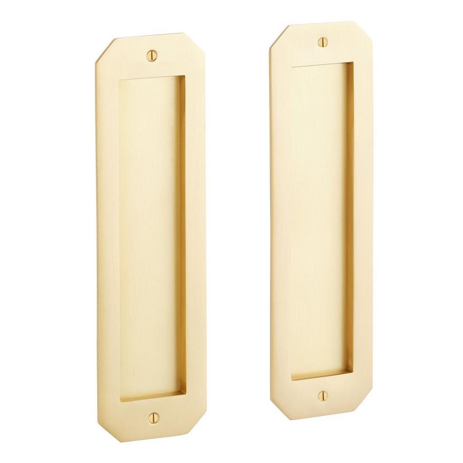 Modern Pop-Out Brass Pocket Door Pull - Passage - Satin Brass, , large image number 0