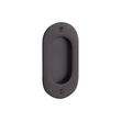 4" Elongated Oval Recessed Brass Pocket Door Pull- Matte Black, , large image number 0