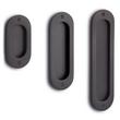 4" Elongated Oval Recessed Brass Pocket Door Pull- Matte Black, , large image number 1