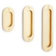 4" Elongated Oval Recessed Brass Pocket Door Pull- Satin Brass, , large image number 1