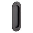 6" Elongated Oval Recessed Brass Pocket Door Pull- Matte Black, , large image number 0