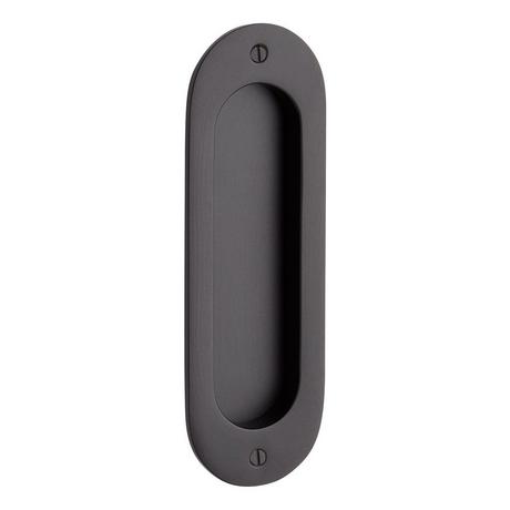 Elongated Oval Recessed Brass Pocket Door Pull