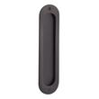 8" Elongated Oval Recessed Brass Pocket Door Pull- Matte Black, , large image number 0