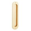 8" Elongated Oval Recessed Brass Pocket Door Pull- Satin Brass, , large image number 0