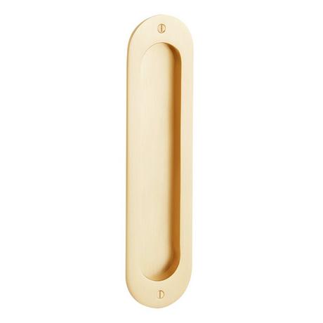 Elongated Oval Recessed Brass Pocket Door Pull