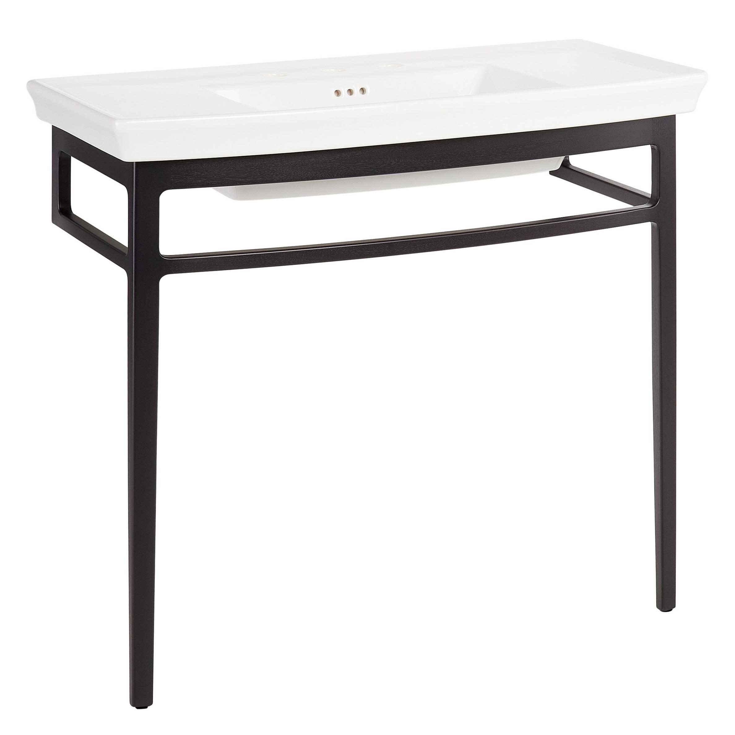 Olney Console Sink with Wood Stand Charred Mahogany Signature Hardware