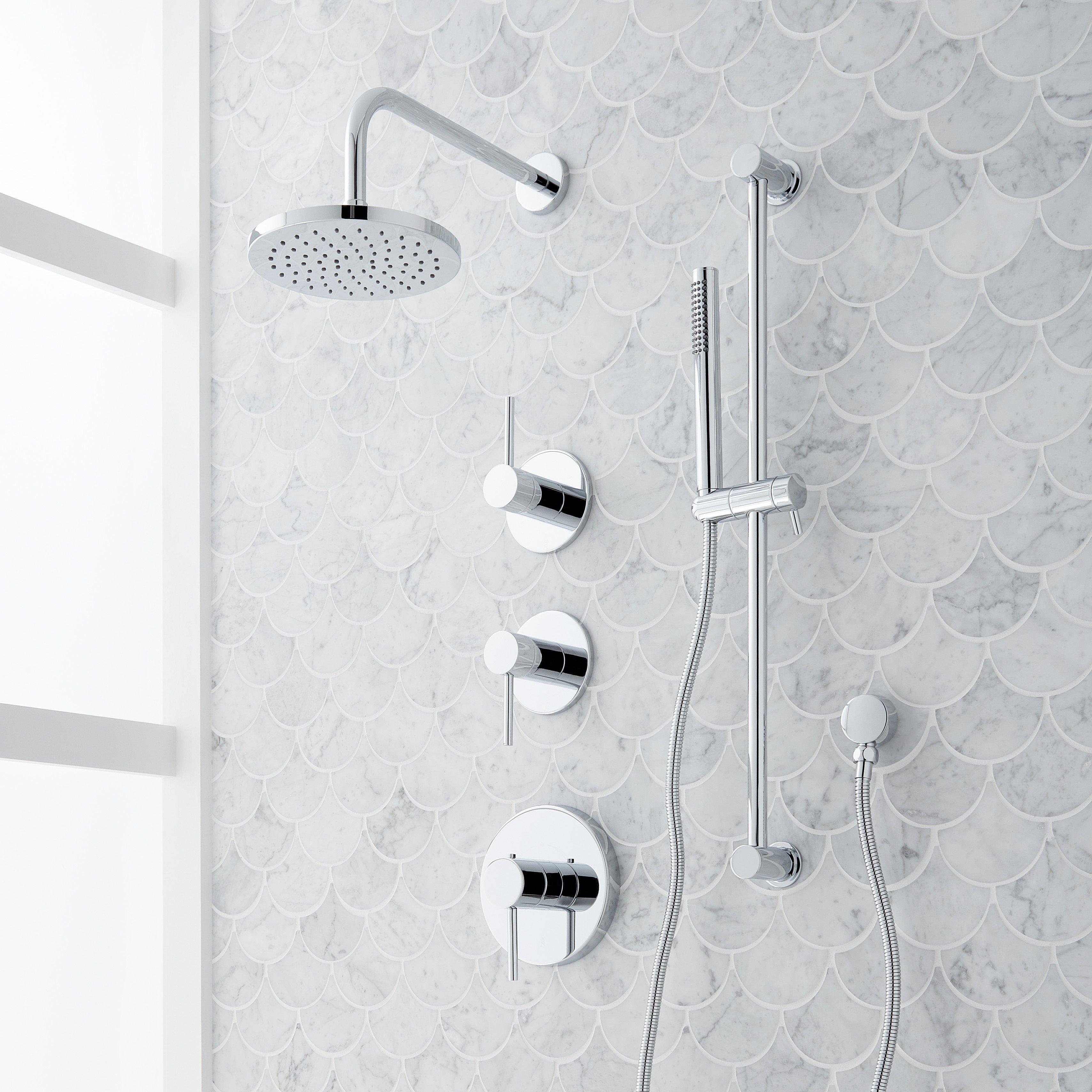 Hibiscus Thermostatic Shower System with Slide Bar and Hand Shower