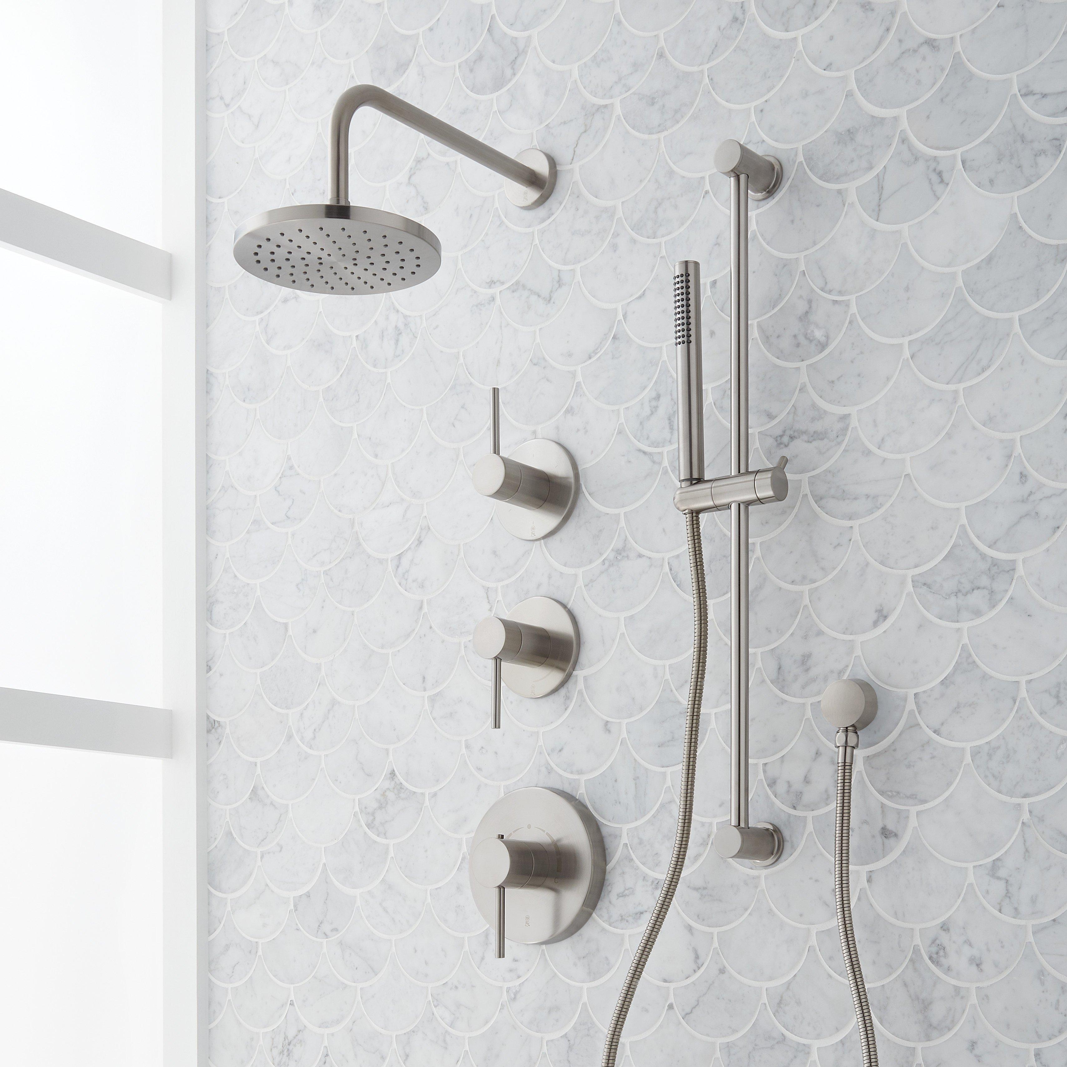 Hibiscus Thermostatic Shower System with Slide Bar and Hand Shower