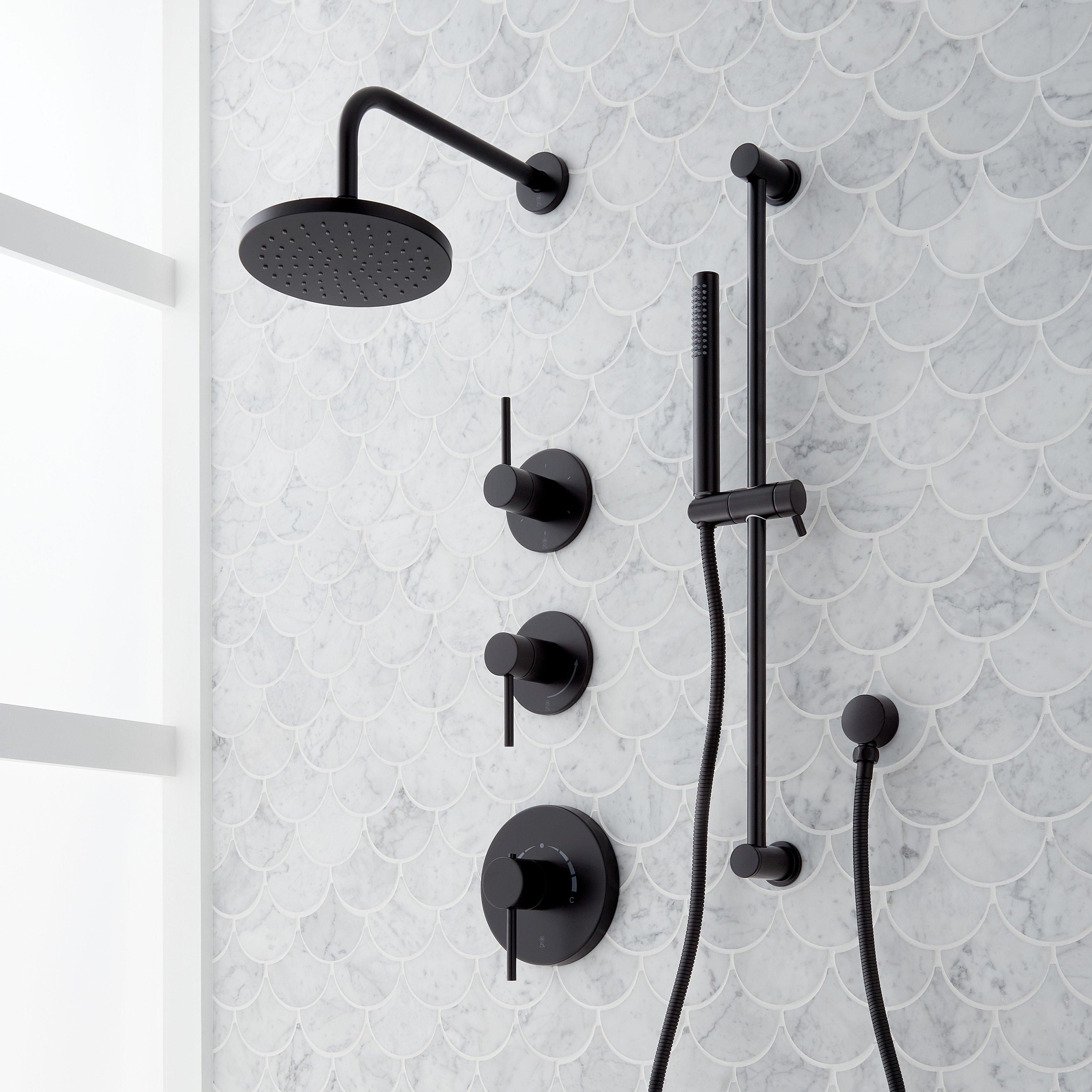 Hibiscus Thermostatic Shower System with Slide Bar and Hand Shower