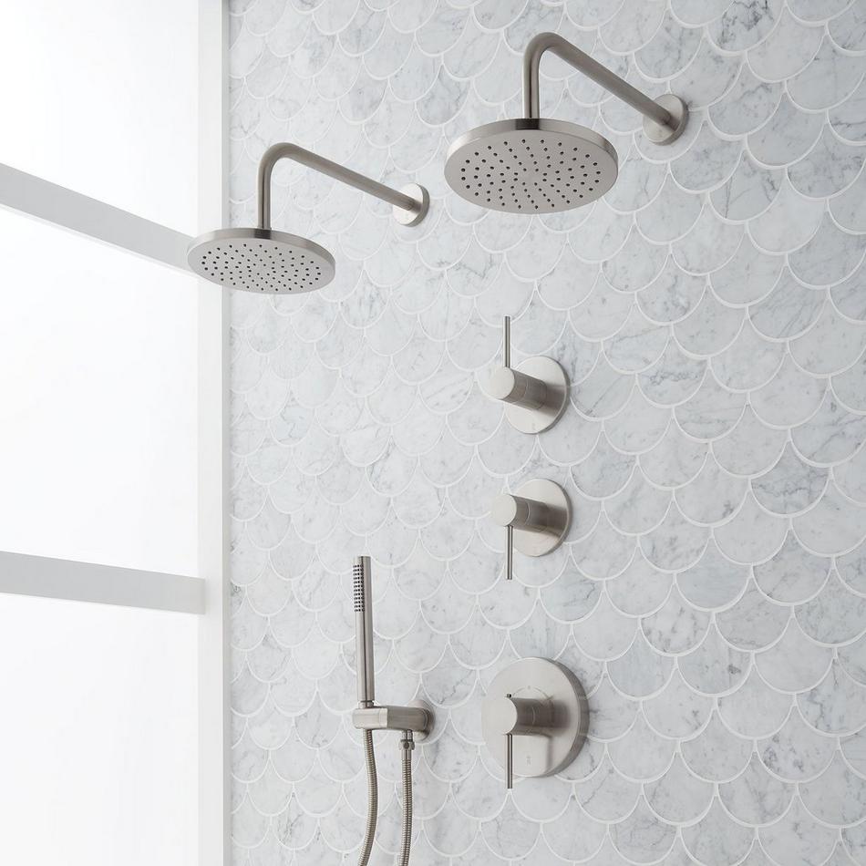 Lexia Thermostatic Shower System with Dual Showerheads and Hand Shower, , large image number 0