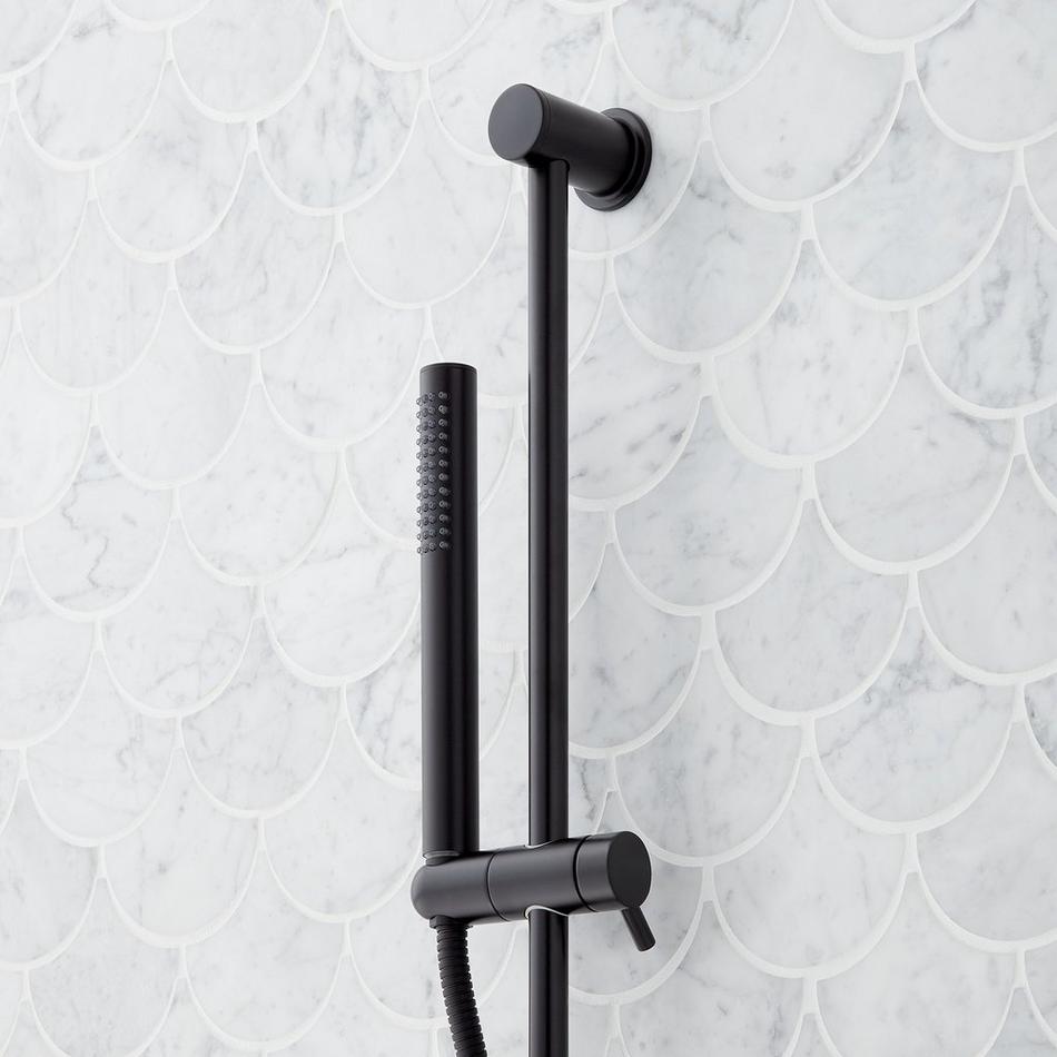 Lexia Thermostatic Shower System with Dual Showerheads, Slide Bar and Hand Shower - Matte Black, , large image number 5