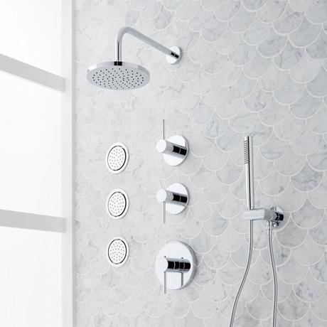 Lexia Thermostatic Shower System with 3 Body Sprays and Hand Shower