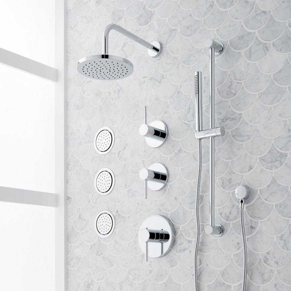 Lexia Thermostatic Shower System with 3 Body Sprays, Slide Bar and Hand Shower, , large image number 2