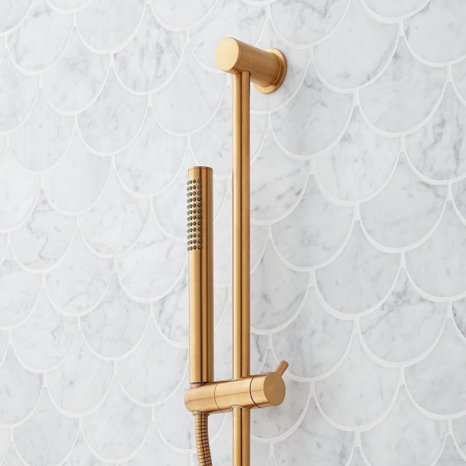 Lexia Thermostatic Shower System with 3 Body Sprays, Slide Bar and Hand Shower - Brushed Gold, , large image number 5