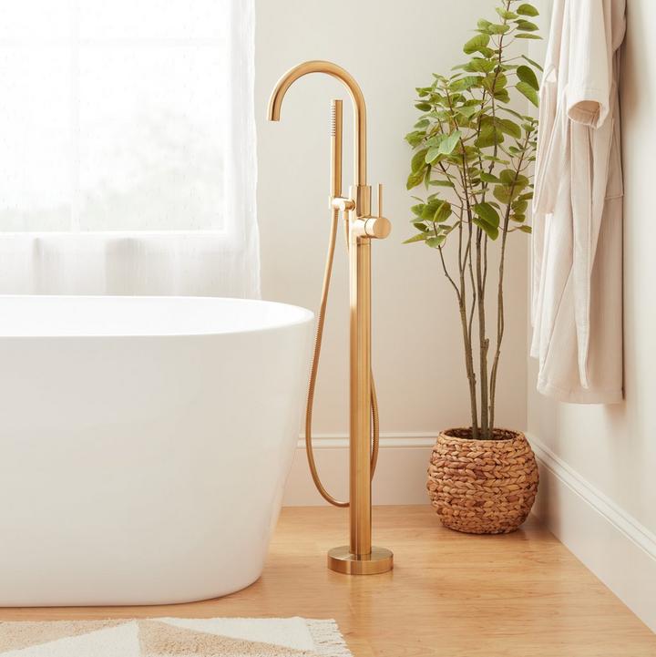 Lexia Freestanding Tub Faucet in Brushed Gold