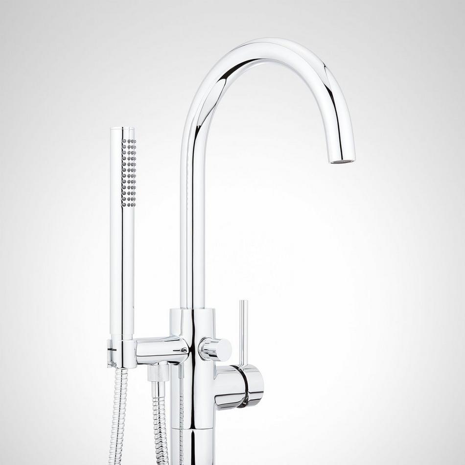 Lexia Freestanding Tub Faucet with Hand Shower and Rough-In Valve with Stops - Chrome, , large image number 1