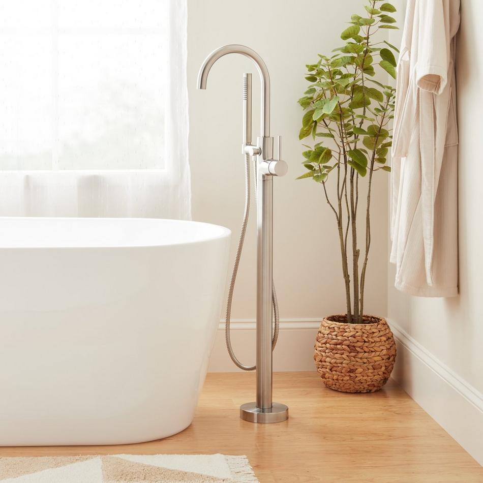 Lexia Freestanding Tub Faucet with Hand Shower and Rough-In Valve with Stops - Brushed Nickel, , large image number 0