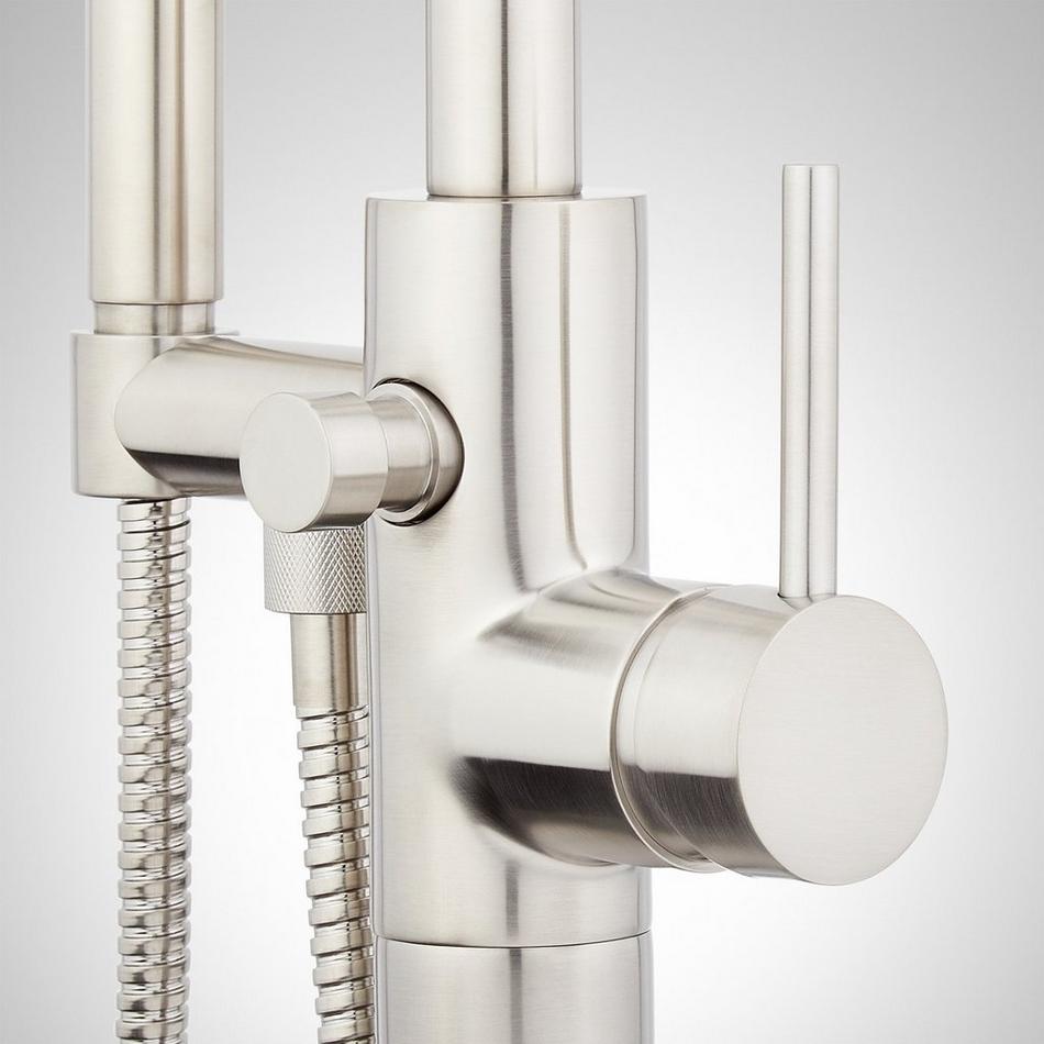 Lexia Freestanding Tub Faucet with Hand Shower and Rough-In Valve with Stops - Brushed Nickel, , large image number 2