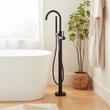 Lexia Freestanding Tub Faucet with Hand Shower and Rough-In Valve with Stops - Matte Black, , large image number 0