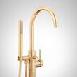 Lexia Freestanding Tub Faucet with Hand Shower and Rough-In Valve with Stops - Brushed Gold, , large image number 1