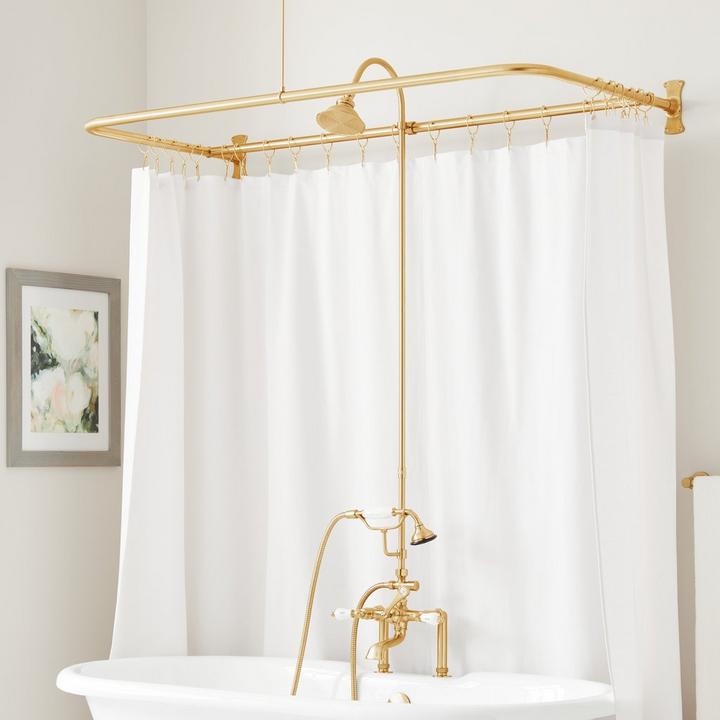 English Side Mount Shower Conversion Kit with Hand Shower in Brushed Gold
