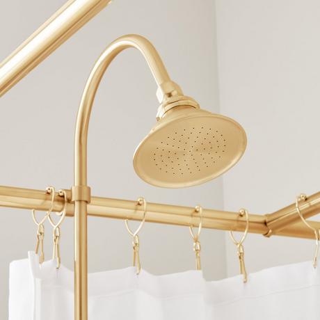 Gooseneck Shower Conversion Kit with Hand Shower - 60" x 27" D Style Shower Ring