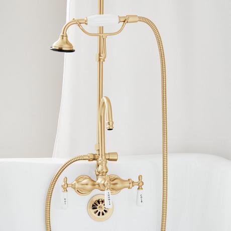Gooseneck Shower Conversion Kit with Hand Shower - 60" x 27" D Style Shower Ring