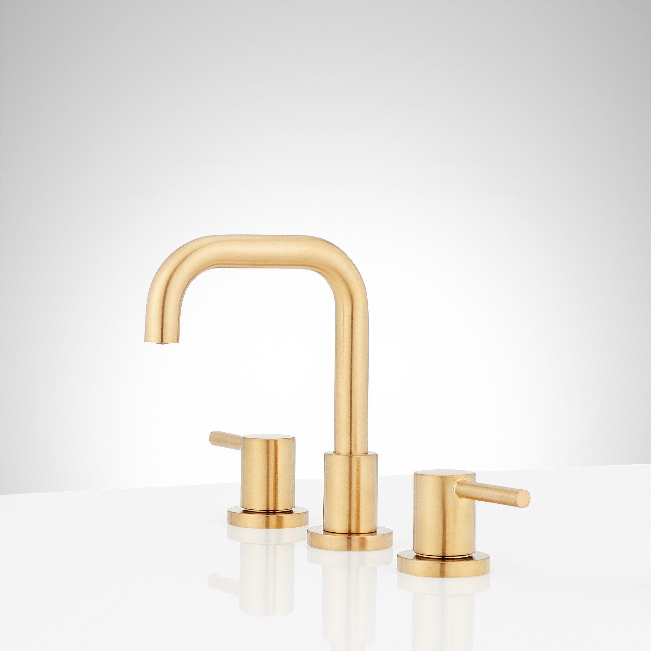 Signature Hardware 953797 Vassor 1.2 GPM Widespread Bathroom Faucet with Pop-Up Drain Assembly - Brushed Gold 並行輸入品 Vassor Widespread Bathroom Faucet | Signature Hardware