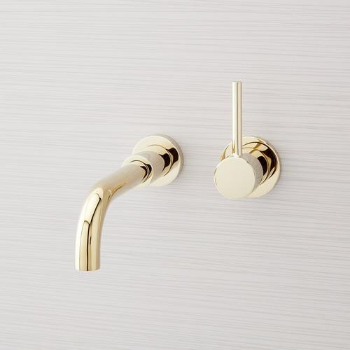 Lexia Wall-Mount Bathroom Faucet in Polished Brass