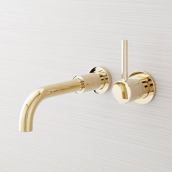 Lexia Wall-Mount Polished Brass Bathroom Faucet