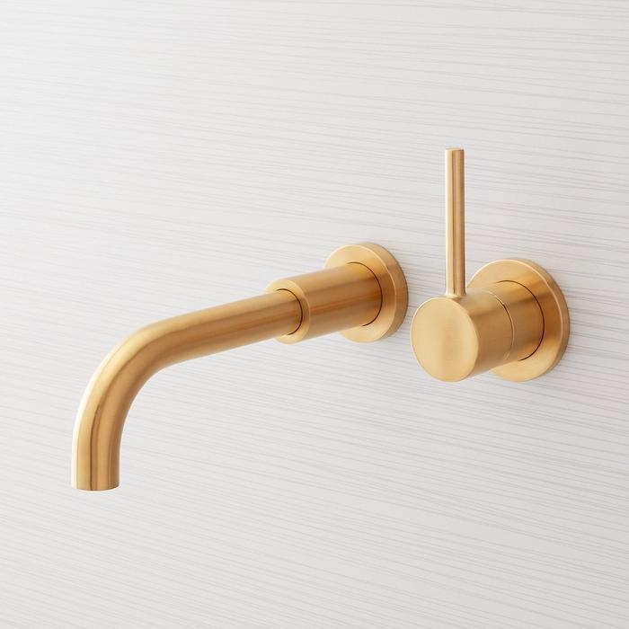 Lexia Wall-Mount Bathroom Faucet - Brushed Gold