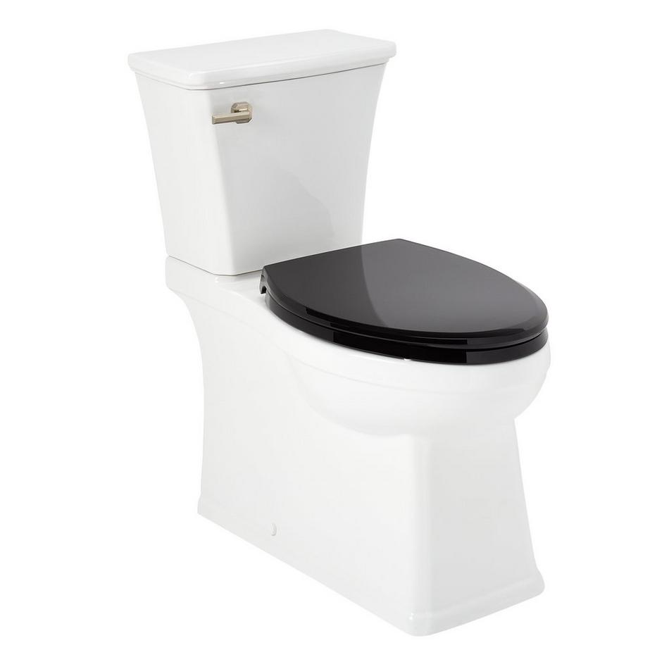 Benbrook Two-Piece Skirted Elongated Toilet With Heavy Duty Black Seat - Brushed Nickel Tank Handle, , large image number 1