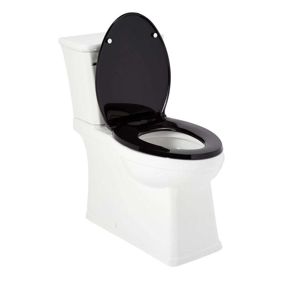 Benbrook Two-Piece Skirted Elongated Toilet With Heavy Duty Black Seat - Brushed Gold Tank Handle, , large image number 1