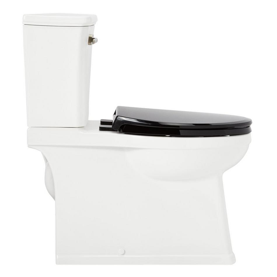 Benbrook Two-Piece Skirted Elongated Toilet With Heavy Duty Black Seat - Brushed Gold Tank Handle, , large image number 2