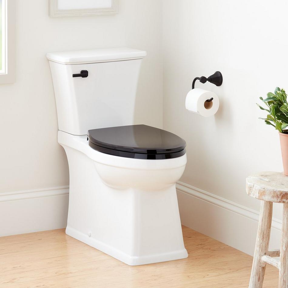 Benbrook Two-Piece Skirted Elongated Toilet With Heavy Duty Black Seat - Matte Black Tank Handle, , large image number 0