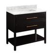 36" Robertson Console Vanity - Black - with Rect Undermount Sink - Carrara Marble No Faucet Holes, , large image number 0