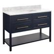 48" Robertson Console Vanity - Midnight Navy Blue - with Rect Undermount Sink-Carrara 0 Faucet Holes, , large image number 0