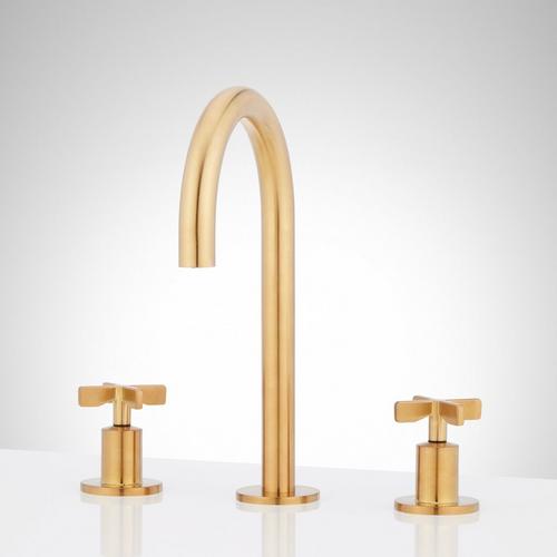 Vassor Widespread Bathroom Faucet in Brushed Gold
