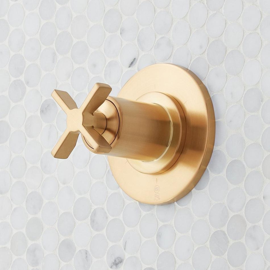 Vassor Pressure Balance Shower System with Slide Bar and Hand Shower - Brushed Gold, , large image number 1