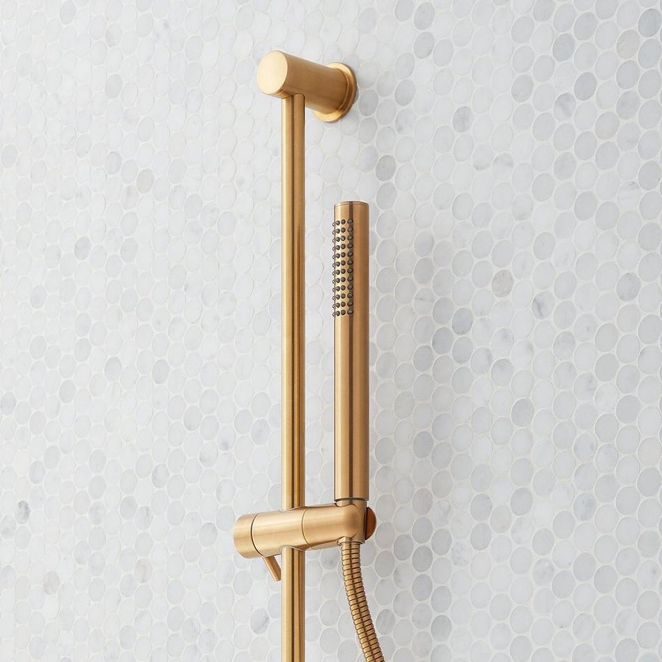 Vassor Pressure Balance Shower System with Slide Bar and Hand Shower - Brushed Gold, , large image number 4