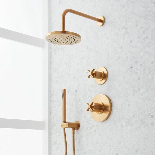 Vassor Pressure Balance Shower System in Brushed Gold