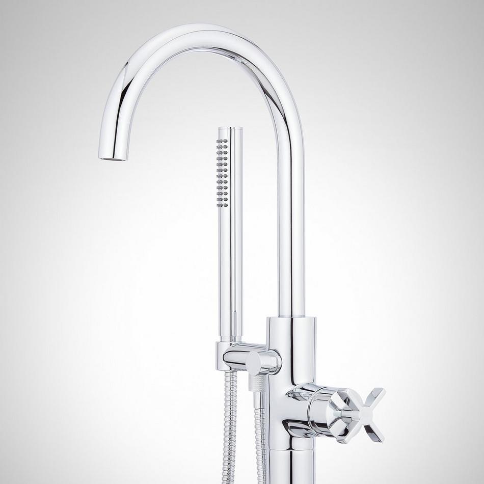Vassor Freestanding Tub Faucet with Hand Shower and Rough-In Valve with Stops - Chrome, , large image number 1