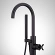 Vassor Freestanding Tub Faucet with Hand Shower and Rough-In Valve with Stops - Matte Black, , large image number 1
