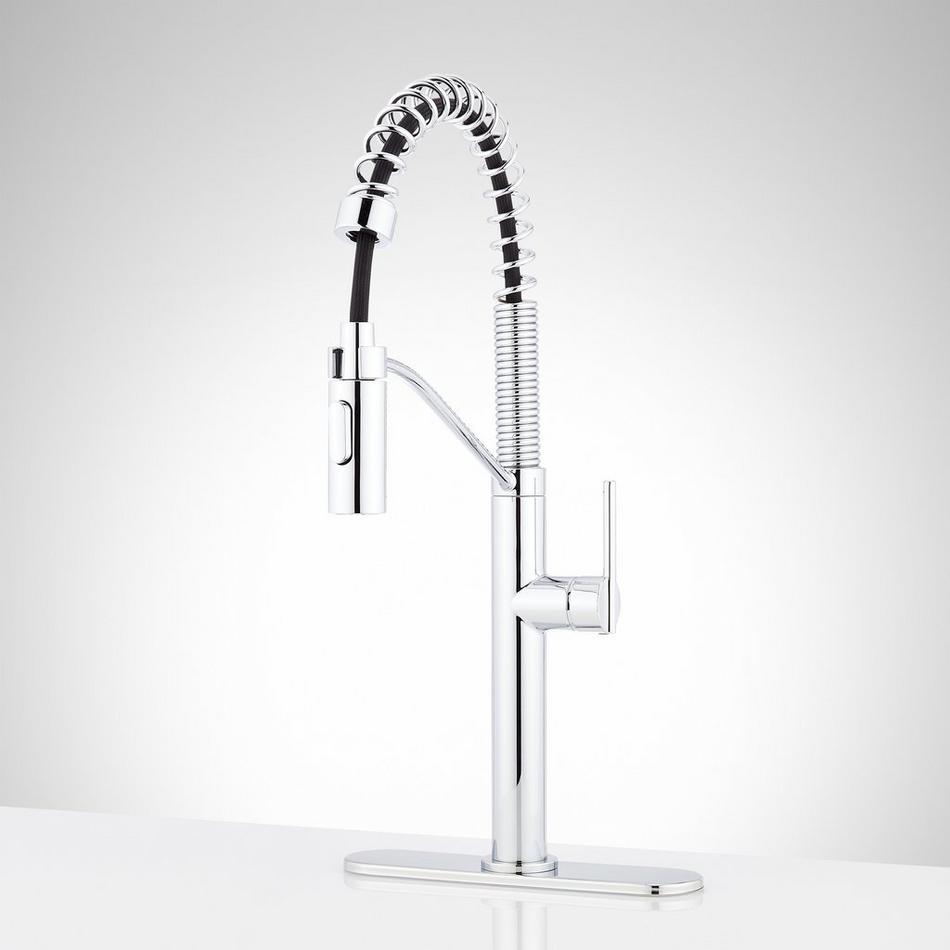Eiler Single-Hole Kitchen Faucet with Pull-Down Spring Spout and Deck Plate, , large image number 2
