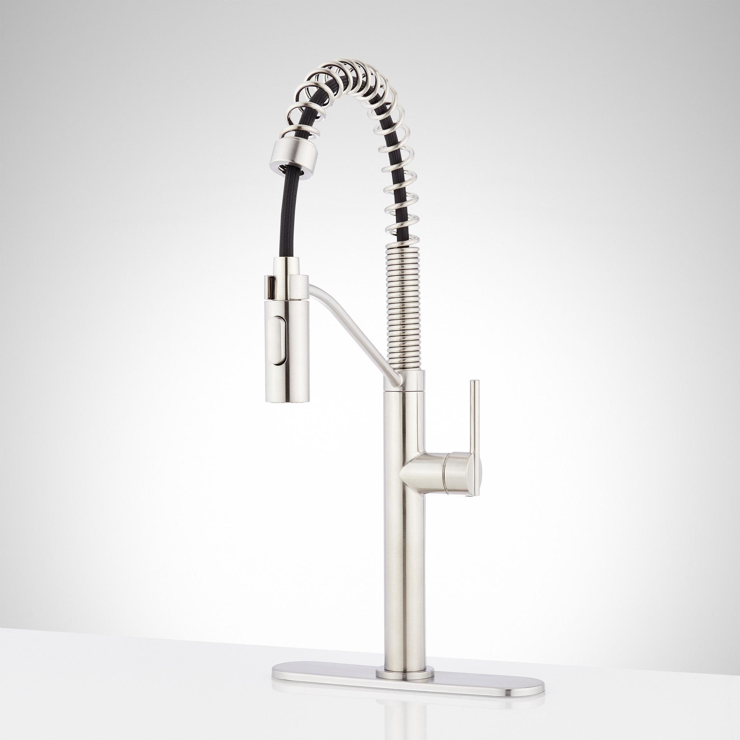 Eiler Single Hole Kitchen Faucet With Pull Down Spring Spout And Deck Plate Signature Hardware 1519