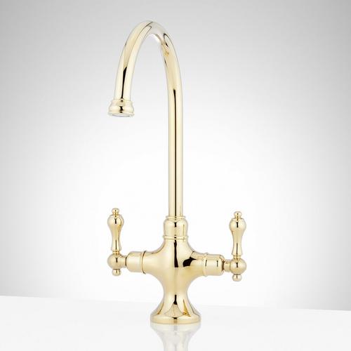 Isabel Single-Hole Gooseneck Bar Faucet in Polished Brass